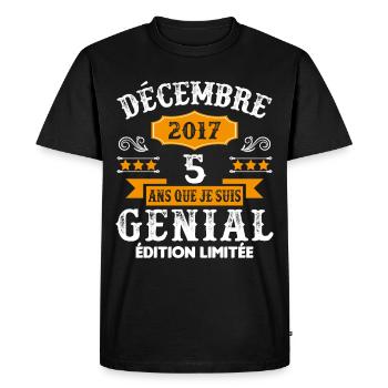 5 Ans Anniversaire Vintage En Décembre 2017 - T-shirt Premium bio Homme - noir - Devant - Nico (187cm)