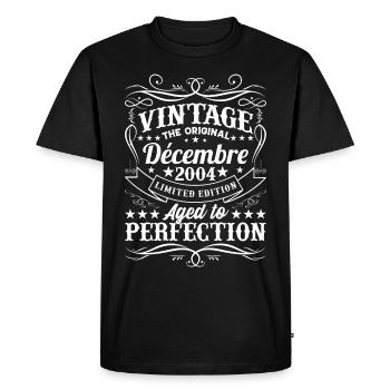 Vintage Flourish Cadeau Anniversaire Décembre 2004 - T-shirt Premium bio Homme - noir - Devant - Nico (187cm)