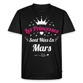 Les Princesses Sont Nées En Mars Anniversaire - T-shirt Premium bio Homme - noir - Devant - Nico (187cm)