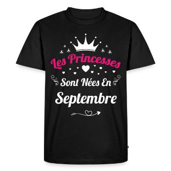 Les Princesses Sont Nées En Septembre Anniversaire - T-shirt Premium bio Homme - noir - Devant - Nico (187cm)