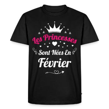 Les Princesses Sont Nées En Février Anniversaire - T-shirt Premium bio Homme - noir - Devant - Nico (187cm)