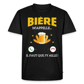 La Bière m'appelle faut que j'y aille ! - T-shirt Premium bio Homme - noir - Devant - Nico (187cm)