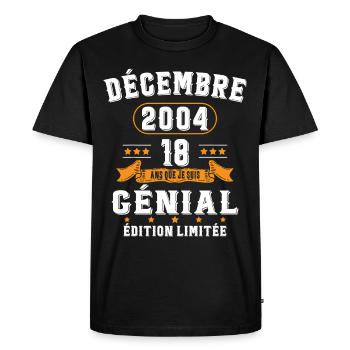 18 Ans Anniversaire Vintage Né(e) en Décembre 2004 - T-shirt Premium bio Homme - noir - Devant - Nico (187cm)