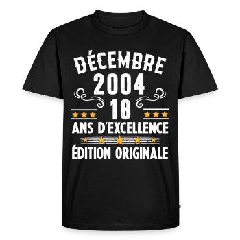 18 Ans Anniversaire Vintage Né(e) en Décembre 2004 - T-shirt Premium bio Homme - noir - Devant - Nico (187cm)