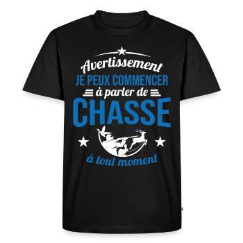 Parler De Chasse à Tout Moment Cadeau Chasseur - T-shirt Premium bio Homme - noir - Devant - Nico (187cm)