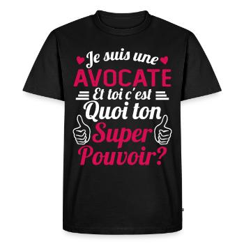 Je suis une Avocate c'est mon super pouvoir - T-shirt Premium bio Homme - noir - Devant - Nico (187cm)