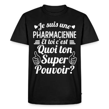 Je suis une pharmacienne c'est mon super pouvoir - T-shirt Premium bio Homme - noir - Devant - Nico (187cm)