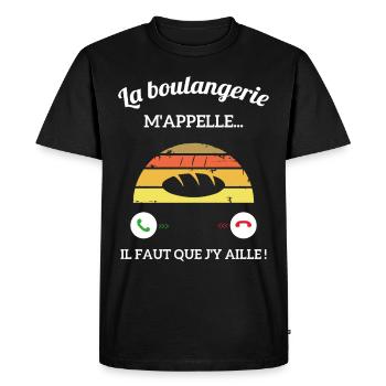 La Boulangerie m'appelle vintage Boulangère femme - T-shirt Premium bio Homme - noir - Devant - Nico (187cm)