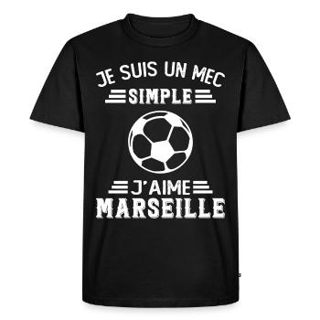 je suis un mec simple j'aime Marseille - T-shirt Premium bio Homme - noir - Devant - Nico (187cm)