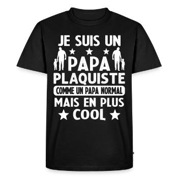 Plaquiste fête des pères futur papa - T-shirt Premium bio Homme - noir - Devant - Nico (187cm)