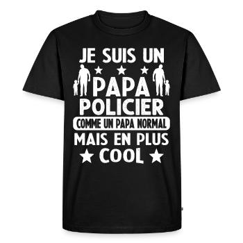 Un Papa Policier Comme Un Papa Normal Plus Cool - T-shirt Premium bio Homme - noir - Devant - Nico (187cm)