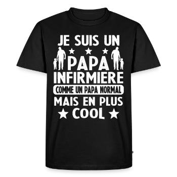 Un Papa Infirmier Comme Papa Normal en Plus Cool - T-shirt Premium bio Homme - noir - Devant - Nico (187cm)
