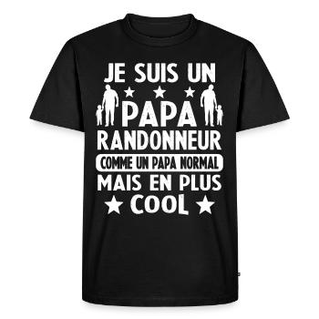 Papa Randonneur Mais Carrément Plus Cool - T-shirt Premium bio Homme - noir - Devant - Nico (187cm)