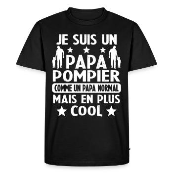 Je Suis Un Papa Pompier Humour Cadeau Papa Pompier - T-shirt Premium bio Homme - noir - Devant - Nico (187cm)