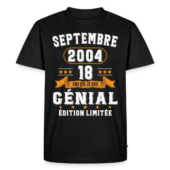 18 Ans Anniversaire Vintage Né(e) Septembre 2004 - T-shirt Premium bio Homme - noir - Devant - Nico (187cm)