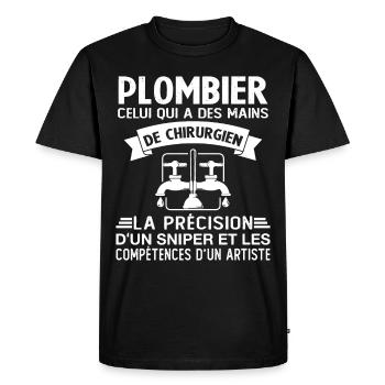 Homme Cadeau drôle plombiers Humour - T-shirt Premium bio Homme - noir - Devant - Nico (187cm)