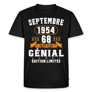 68 Ans Anniversaire Vintage Né(e) Septembre 1954 - T-shirt Premium bio Homme - noir - Devant - Nico (187cm)