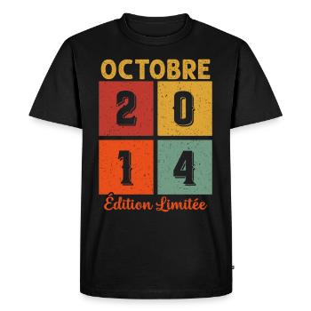 Octobre 2014 Vintage - T-shirt Premium bio Homme - noir - Devant - Nico (187cm)