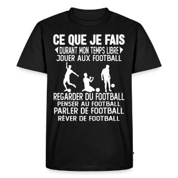 Ce que je fais de mon temps libre jouer au foot - T-shirt Premium bio Homme - noir - Devant - Nico (187cm)