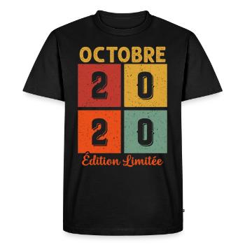 Octobre 2020 Vintage - T-shirt Premium bio Homme - noir - Devant - Nico (187cm)
