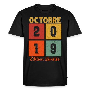 Octobre 2019 Vintage - T-shirt Premium bio Homme - noir - Devant - Nico (187cm)