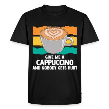 Donnez-moi un cappuccino et personne ne se blesse - T-shirt Premium bio Homme - noir - Devant - Nico (187cm)