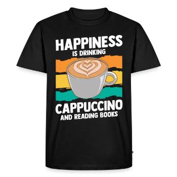 Happiness Is Drinking Cappuccino And Reading Books - Men's Premium Organic T-Shirt - black - Front - Nico (187cm)