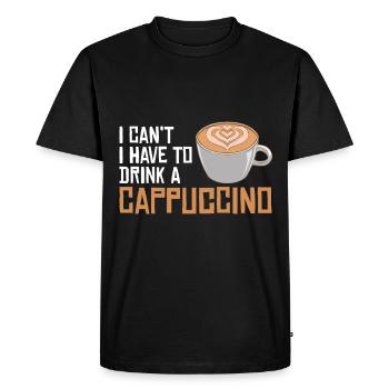 Je ne peux pas avoir à boire un cappuccino - T-shirt Premium bio Homme - noir - Devant - Nico (187cm)