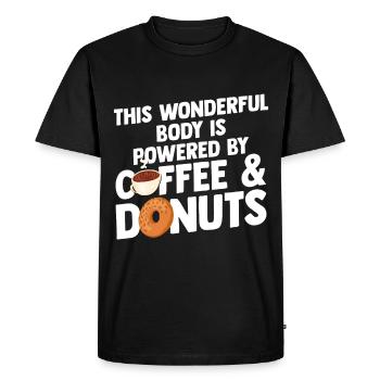 Donut & Coffee Lover - Men's Premium Organic T-Shirt - black - Front - Nico (187cm)