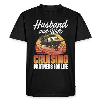 Couple de vacances de croisière - Bateau de croisière - T-shirt Premium bio Homme - noir - Devant - Nico (187cm)