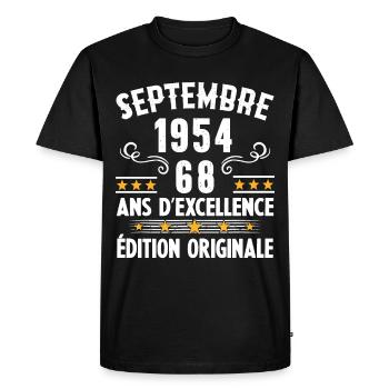 68 Ans Anniversaire Vintage Né(e) Septembre 1954 - T-shirt Premium bio Homme - noir - Devant - Nico (187cm)