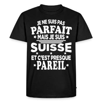 Je Ne Suis Pas Parfait Mais Je Suis Suisse - T-shirt Premium bio Homme - noir - Devant - Nico (187cm)