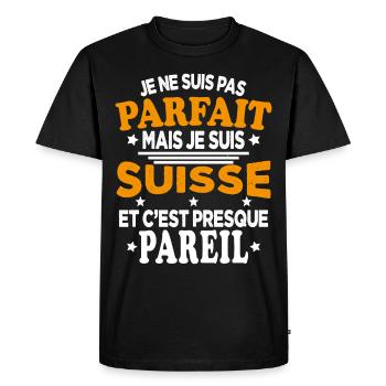 Je Ne Suis Pas Parfait Mais Je Suis Suisse - T-shirt Premium bio Homme - noir - Devant - Nico (187cm)