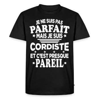 Pas Parfait Mais Je Suis Cordiste Et C'est Pareil - T-shirt Premium bio Homme - noir - Devant - Nico (187cm)