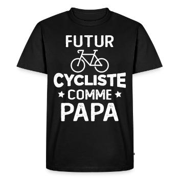 Futur cycliste comme papa - T-shirt Premium bio Homme - noir - Devant - Nico (187cm)