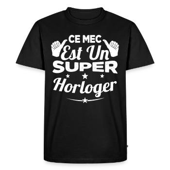 Ce Mec Est Un Super Horloger - T-shirt Premium bio Homme - noir - Devant - Nico (187cm)