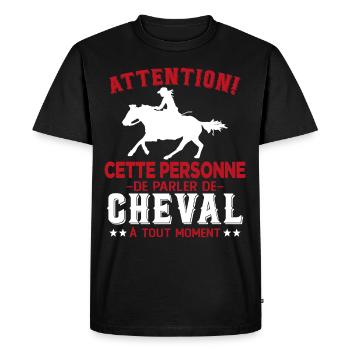 Cette Personne Risque Parler De Cheval Tout Moment - T-shirt Premium bio Homme - noir - Devant - Nico (187cm)