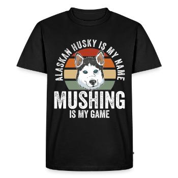 Dog Sledding | Mushing - Men's Premium Organic T-Shirt - black - Front - Nico (187cm)