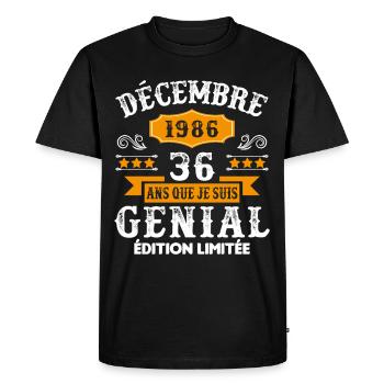36 Ans Anniversaire Vintage En Décembre 1986 - T-shirt Premium bio Homme - noir - Devant - Nico (187cm)