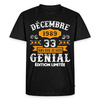 33 Ans Anniversaire Vintage En Décembre 1989 - T-shirt Premium bio Homme - noir - Devant - Nico (187cm)