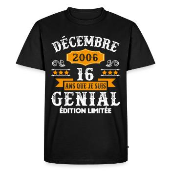 16 Ans Anniversaire Vintage Né(e) en Décembre 2006 - T-shirt Premium bio Homme - noir - Devant - Nico (187cm)