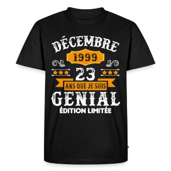 23 Ans Anniversaire Vintage Né(e) en Décembre 1999 - T-shirt Premium bio Homme - noir - Devant - Nico (187cm)