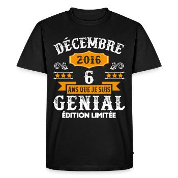 6 Ans Anniversaire Vintage Né(e) en Décembre 2016 - T-shirt Premium bio Homme - noir - Devant - Nico (187cm)