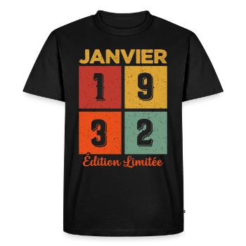 Janvier 1932 Édition limitée - T-shirt Premium bio Homme - noir - Devant - Nico (187cm)
