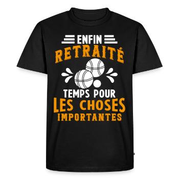 Pétanque Retraite Pétanque Enfin Retraité Pétanque - T-shirt Premium bio Homme - noir - Devant - Nico (187cm)