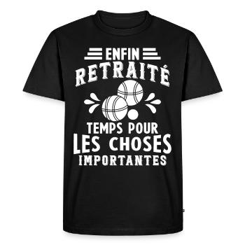 Pétanque Retraite Pétanque Enfin Retraité Pétanque - T-shirt Premium bio Homme - noir - Devant - Nico (187cm)