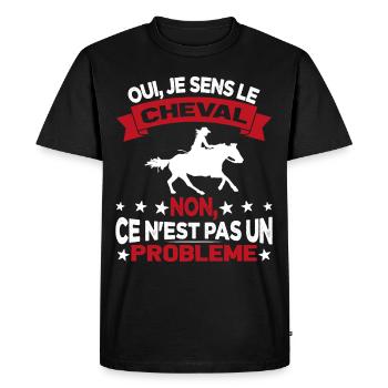 Oui Je Sens Le Cheval non ce n est pas un problème - T-shirt Premium bio Homme - noir - Devant - Nico (187cm)