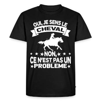Oui Je Sens Le Cheval non ce n est pas un problème - T-shirt Premium bio Homme - noir - Devant - Nico (187cm)