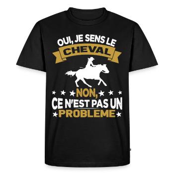 Oui Je Sens Le Cheval non ce n est pas un problème - T-shirt Premium bio Homme - noir - Devant - Nico (187cm)