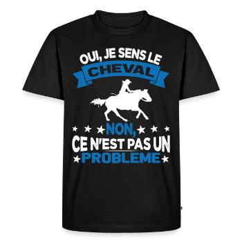 Oui Je Sens Le Cheval non ce n est pas un problème - T-shirt Premium bio Homme - noir - Devant - Nico (187cm)